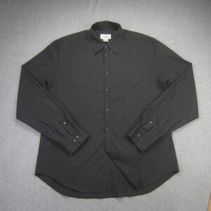 AX Armani Exchange Shirt Men Large Black Striped Long Sleeve Snap Button Casual